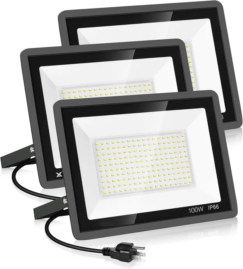 3-Pack Super-Bright 200W LED Flood Lights – IP66 Waterproof Exterior Security Lighting, 22,800 Lumens, 5000K Daylight White for Yard, Garden & Sports Areas