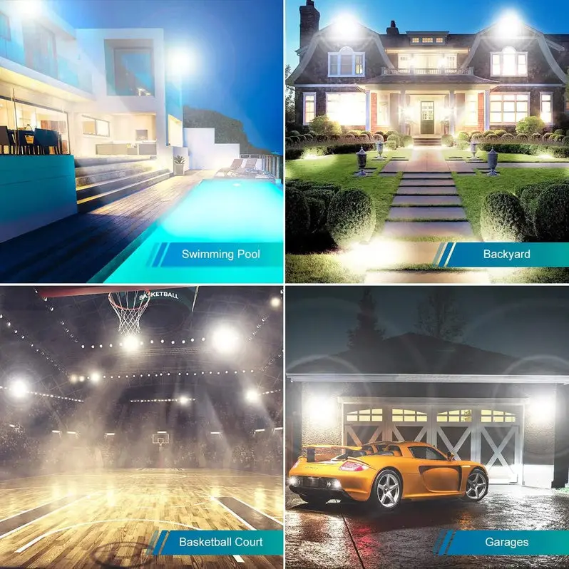 3-Pack Super-Bright 200W LED Flood Lights – IP66 Waterproof Exterior Security Lighting, 22,800 Lumens, 5000K Daylight White for Yard, Garden & Sports Areas
