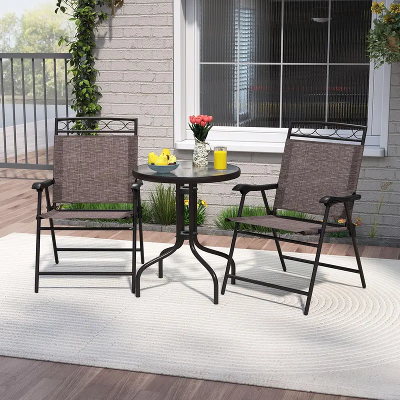 3-Piece Outdoor Bistro Set – Includes Table, Two Chairs & Umbrella Hole (1.57") for Compact Patios 2