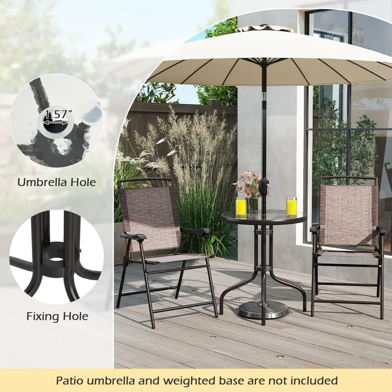 3-Piece Outdoor Bistro Set – Tempered Glass Table + Two Matching Chairs