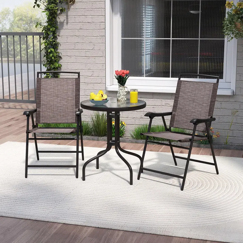 3-Piece Outdoor Bistro Set – Tempered Glass Table + Two Matching Chairs