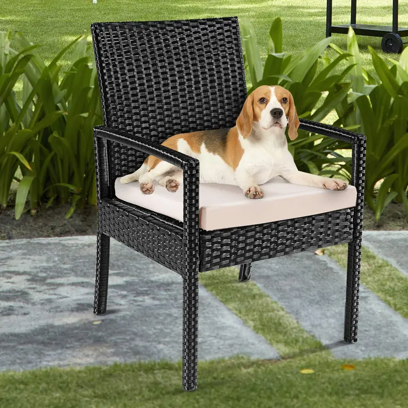 3-Piece Outdoor Rattan Patio Furniture Set – Wicker Conversation Set for Garden or Backyard