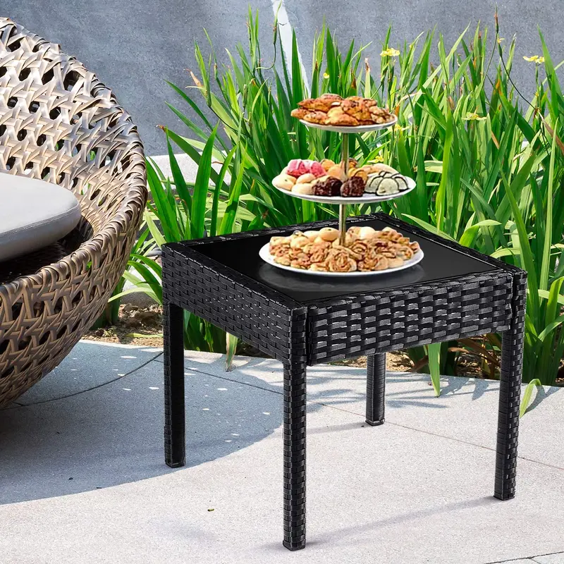 3-Piece Outdoor Rattan Patio Furniture Set – Wicker Conversation Set for Garden or Backyard