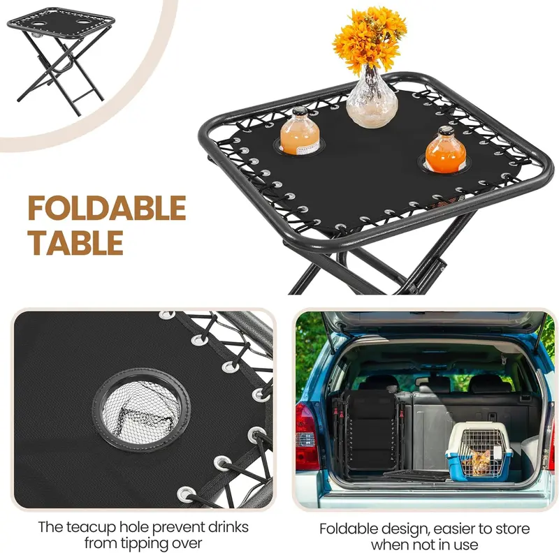3-Piece Portable Zero Gravity Recliner Set with Side Tables & Foldable Chaise Lounges