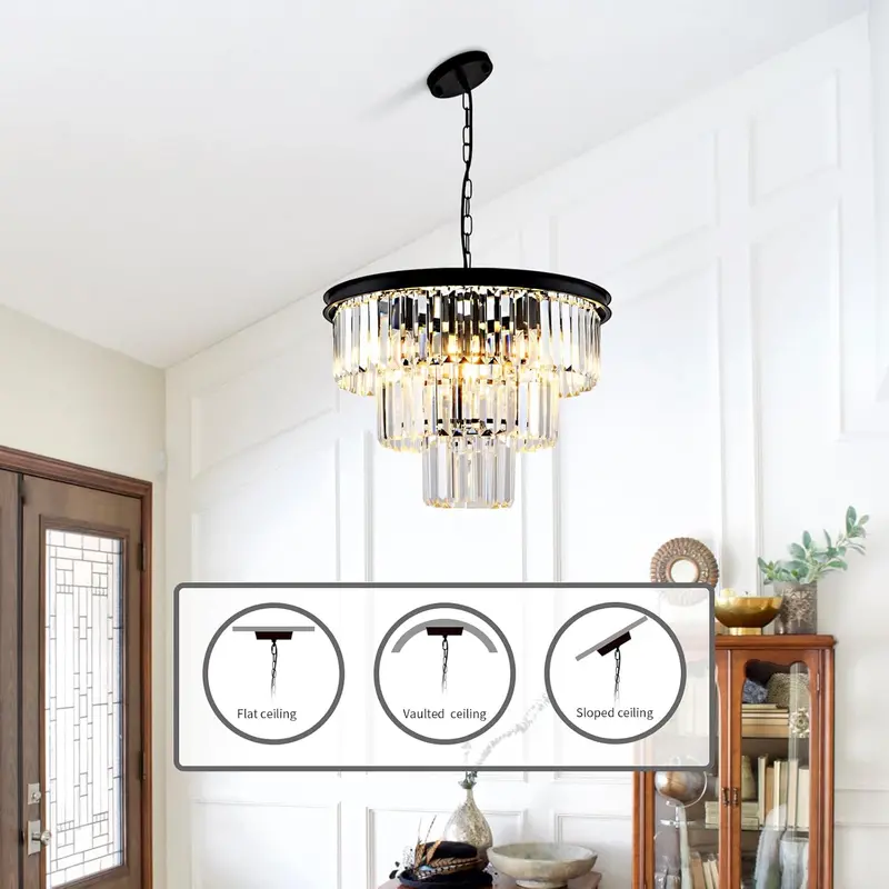 3-Tier K9 Crystal Chandelier – Sparkling Multi-Level Pendant with Premium Glass Accents 2