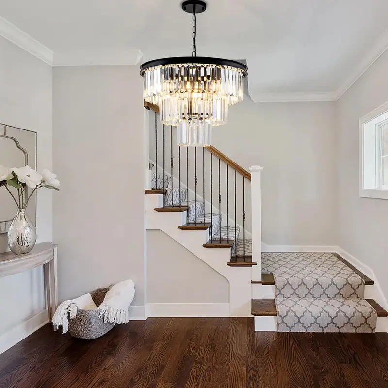 3-Tier K9 Crystal Chandelier – Sparkling Multi-Level Pendant with Premium Glass Accents