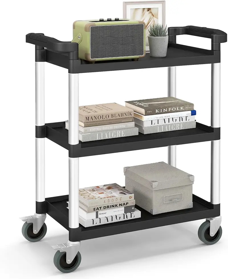 3-Tier Rolling Utility Cart – Mobile Storage Organizer with Locking Casters