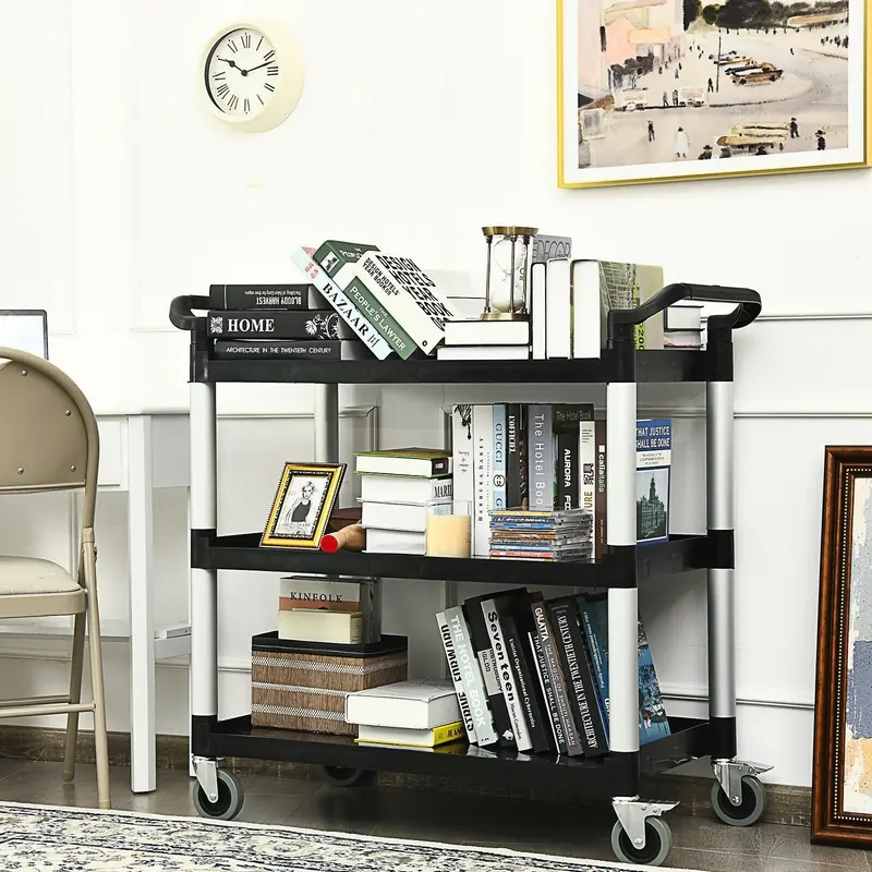 3-Tier Rolling Utility Cart – Mobile Storage Organizer with Locking Casters