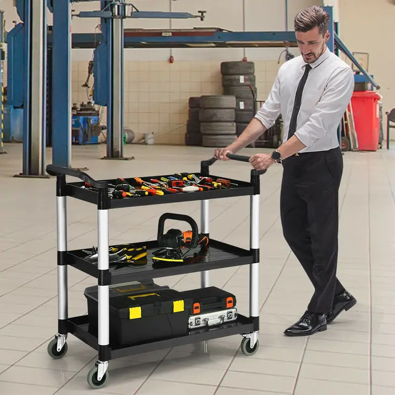 3-Tier Rolling Utility Cart – Mobile Storage Organizer with Locking Casters