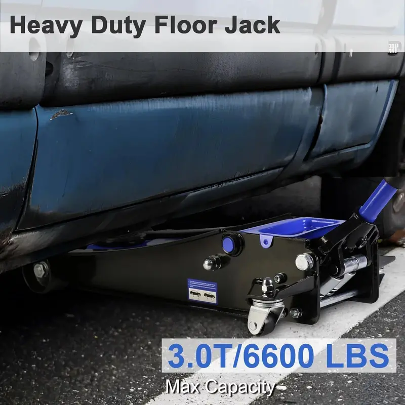 3-Ton Low-Profile Hydraulic Floor Jack – Dual-Piston Quick-Lift, 5.1"–20" Lift Range