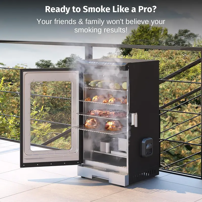 30-Inch Electric Smoker – Glass Viewing Door, Built-In Meat Thermometer & 4-Tier Rack System for Backyard BBQ & Outdoor Cooking 2