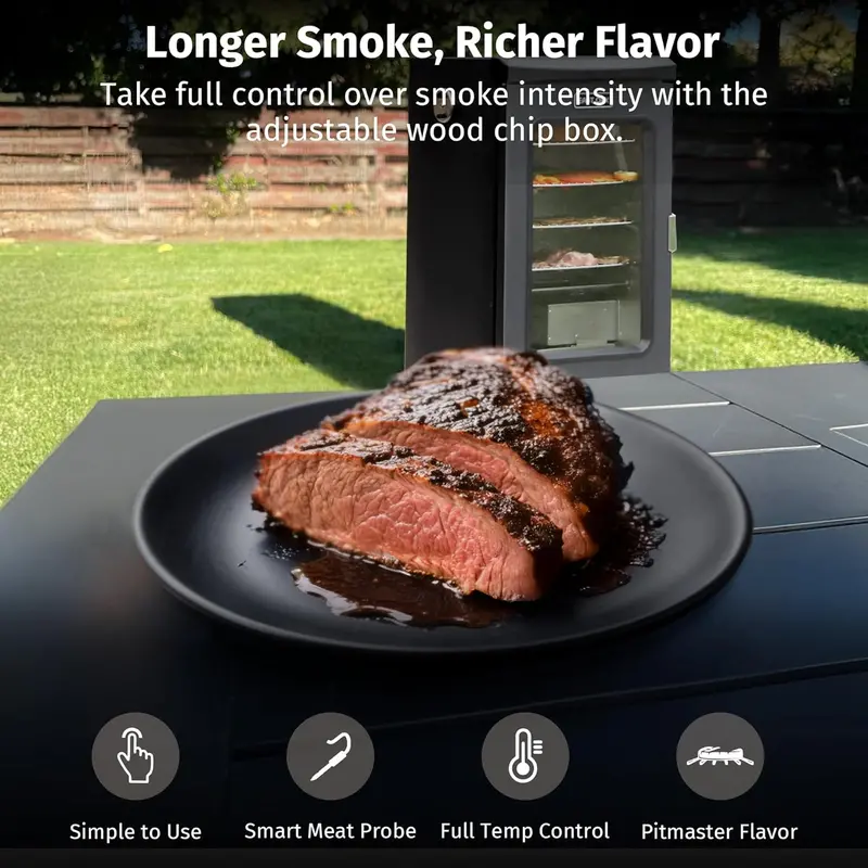 30-Inch Electric Smoker – Glass Viewing Door, Built-In Meat Thermometer & 4-Tier Rack System for Backyard BBQ & Outdoor Cooking