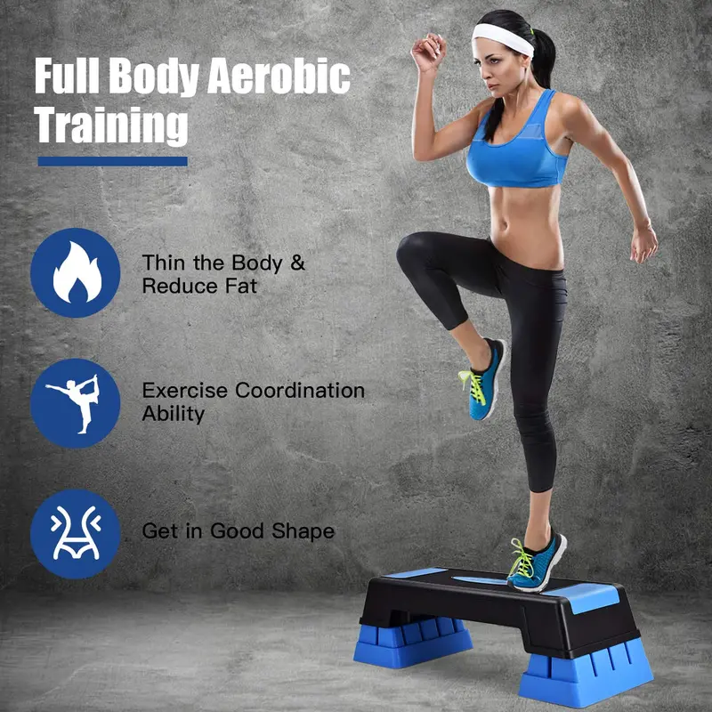 30-Inch Height-Adjustable Aerobic Stepper with 5-, 7-, and 9-Level Risers