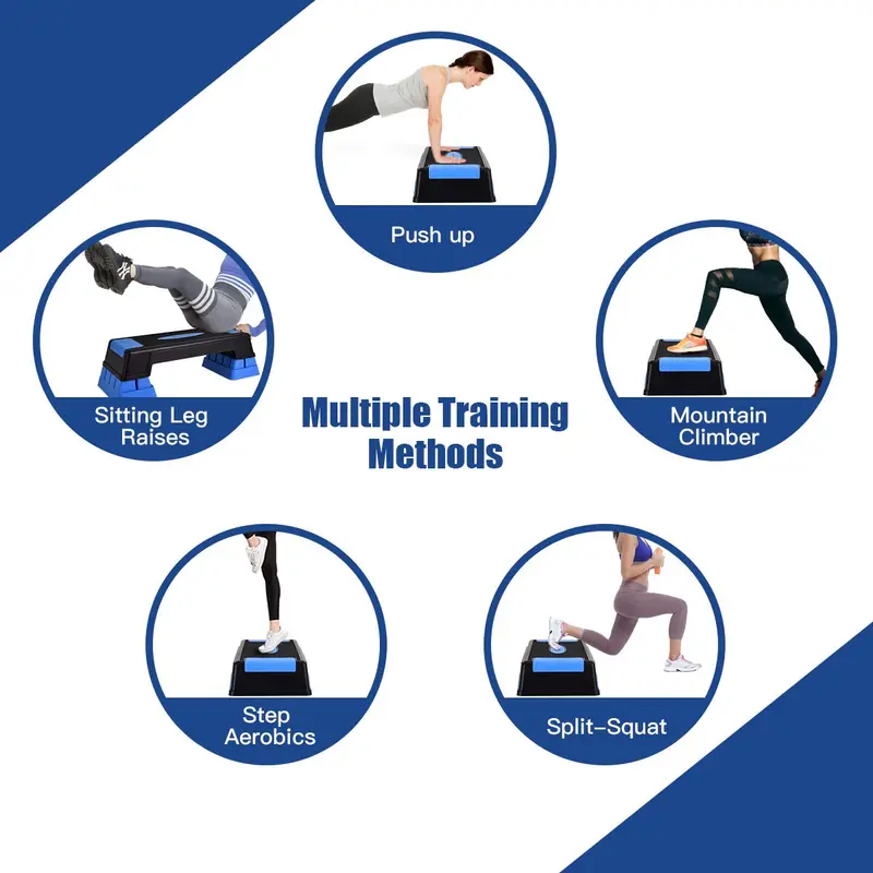 30-Inch Height-Adjustable Aerobic Stepper with 5-, 7-, and 9-Level Risers