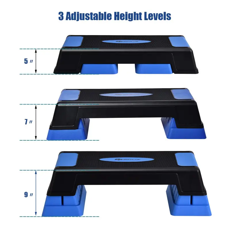 30-Inch Height-Adjustable Aerobic Stepper with 5-, 7-, and 9-Level Risers