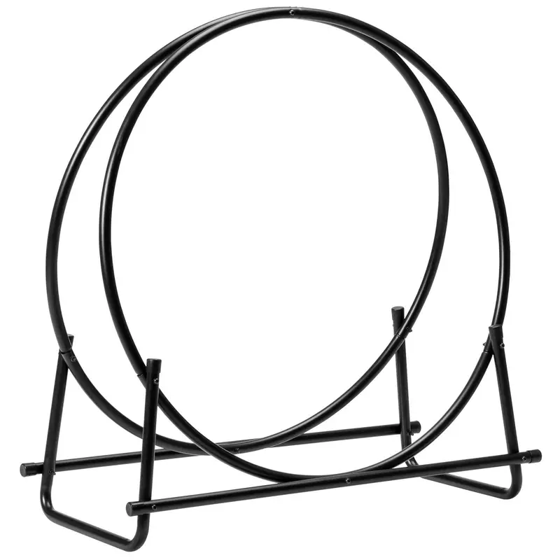 30-Inch Tubular Steel Firewood Holder – Stable Log Ring for Outdoor Use