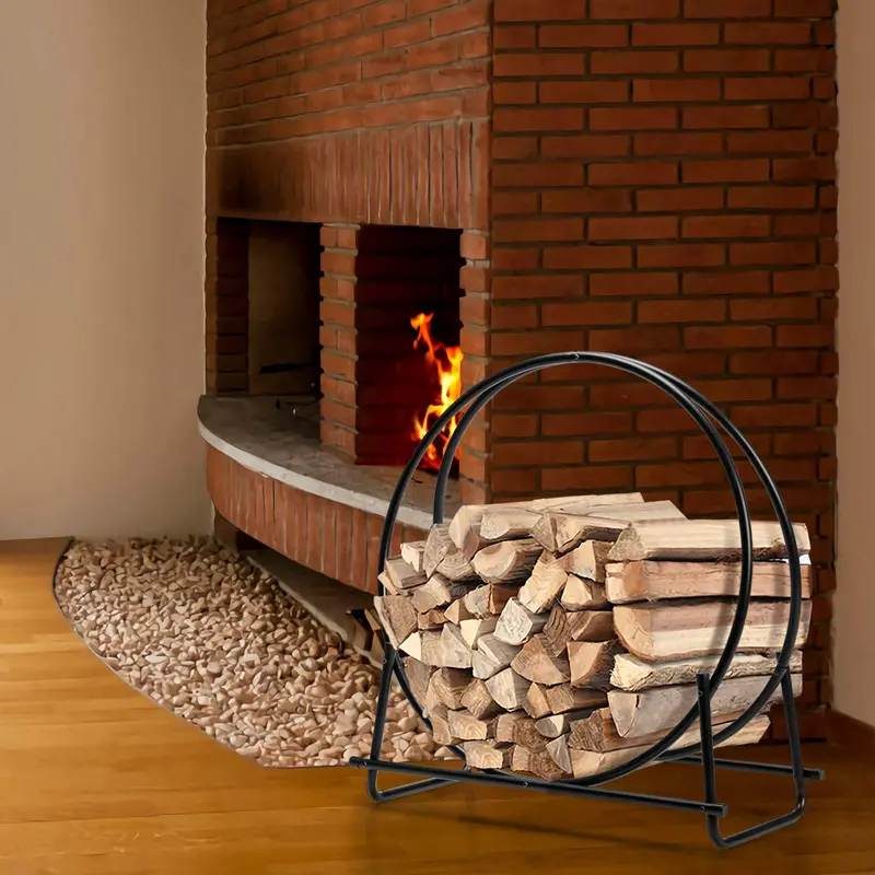 30-Inch Tubular Steel Firewood Holder – Stable Log Ring for Outdoor Use 2