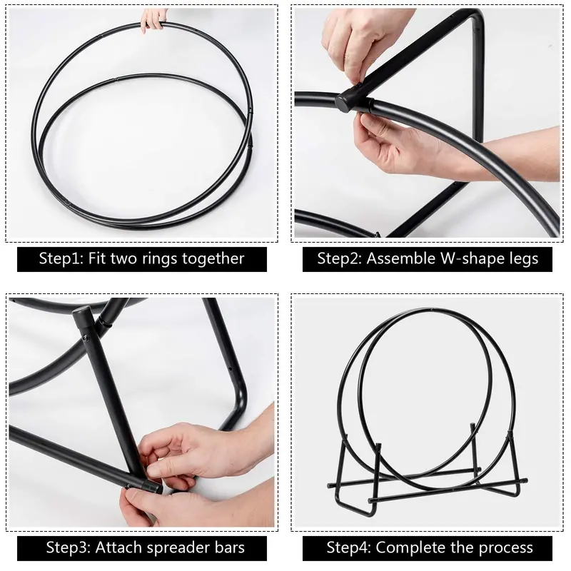 30-Inch Tubular Steel Firewood Holder – Stable Log Ring for Outdoor Use