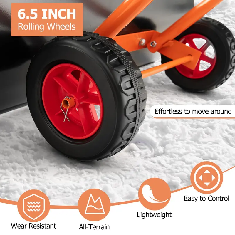 30-Inch Wheeled Snow Shovel – Ergonomic Push-and-Scrape Design