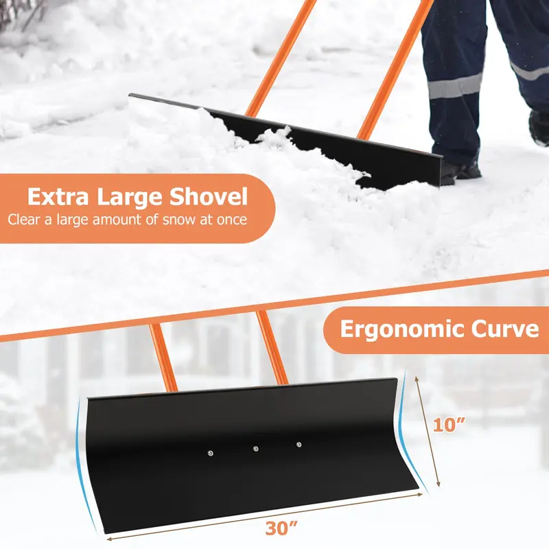 30-Inch Wheeled Snow Shovel – Ergonomic Push-and-Scrape Design