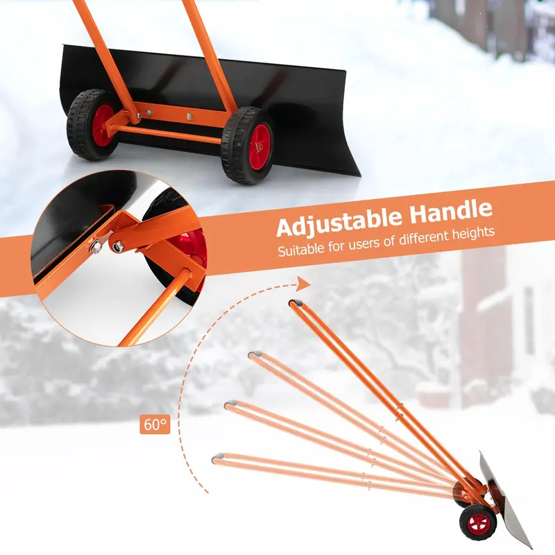 30-Inch Wheeled Snow Shovel – Ergonomic Push-and-Scrape Design