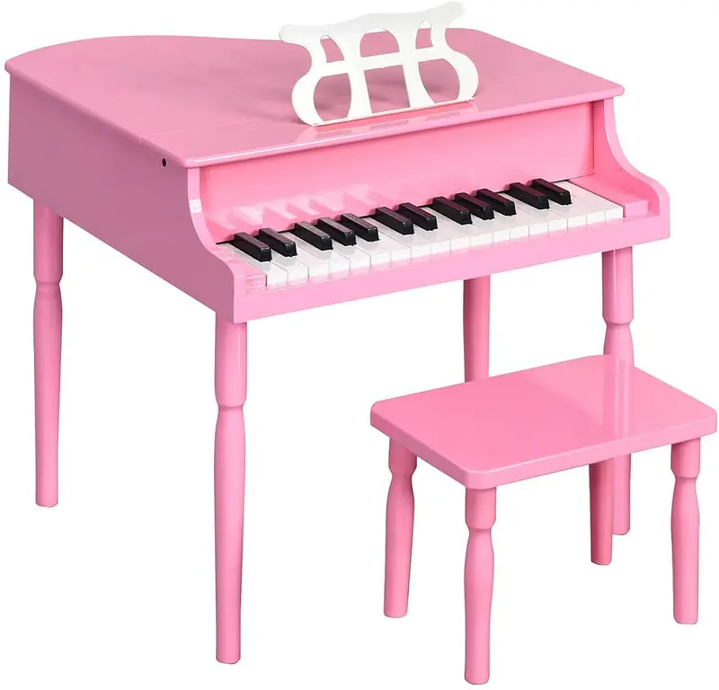 30-Key Wooden Classical Piano for Kids – Mini Grand-Style Learning Instrument with Matching Bench