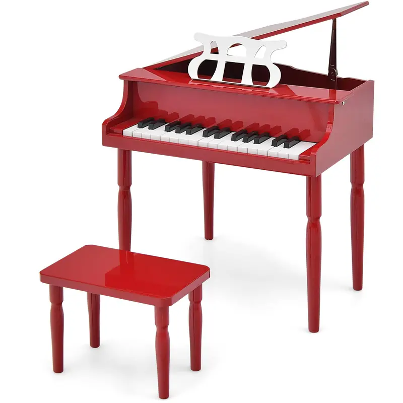 30-Key Wooden Classical Piano for Kids – Mini Grand-Style Learning Instrument with Matching Bench