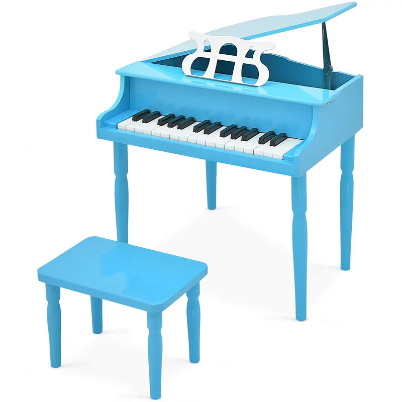 30-Key Wooden Classical Piano for Kids – Mini Grand-Style Learning Instrument with Matching Bench