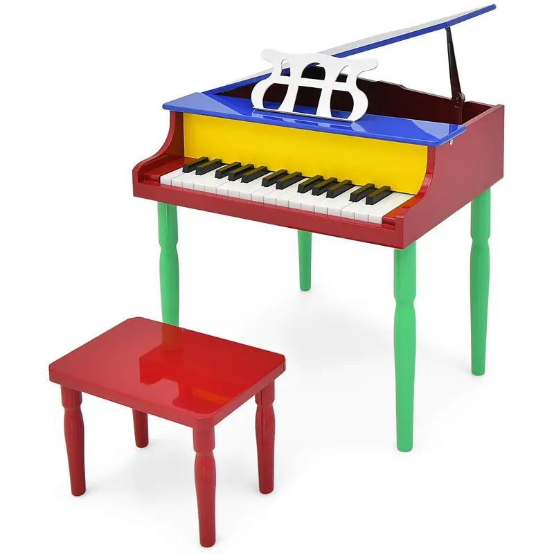30-Key Wooden Classical Piano for Kids – Mini Grand-Style Learning Instrument with Matching Bench
