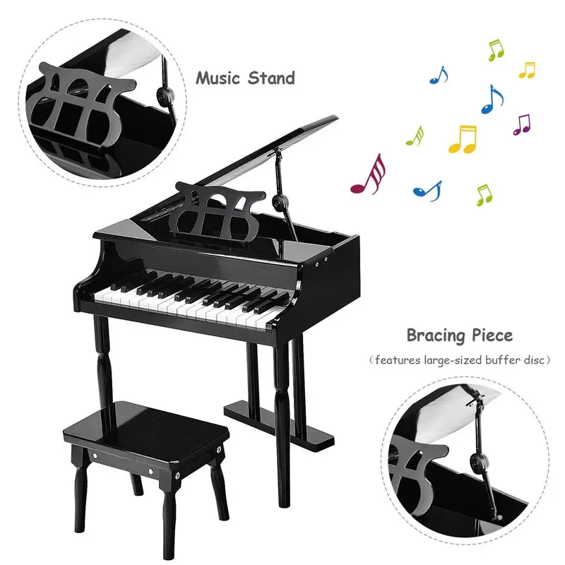 30-Key Wooden Toy Piano – Classic Children’s Grand Piano for Early Music Learning