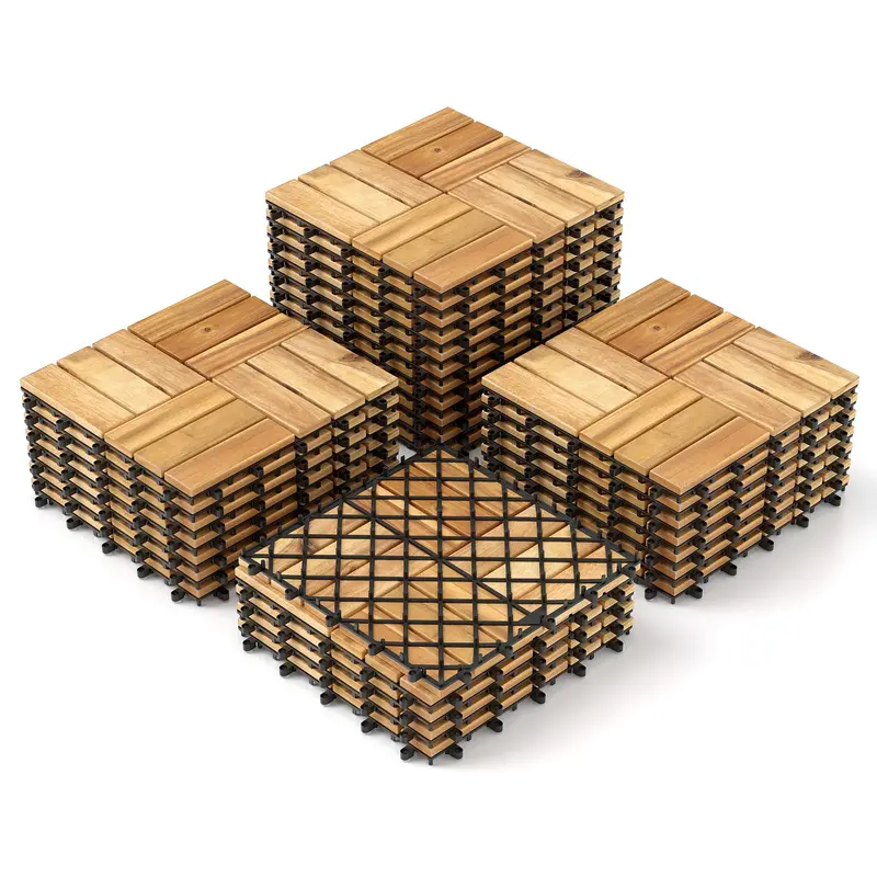 30-Piece Snap-Lock Outdoor Flooring Kit – 12-Inch by 12-Inch Interlocking Deck Tiles for Patios and Garages