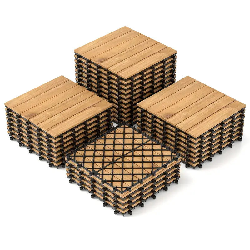 30-Piece Snap-Lock Outdoor Flooring Kit – 12-Inch by 12-Inch Interlocking Deck Tiles for Patios and Garages