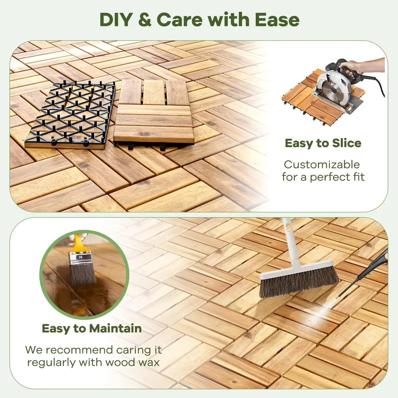 30-Piece Snap-Lock Outdoor Flooring Kit – 12-Inch by 12-Inch Interlocking Deck Tiles for Patios and Garages