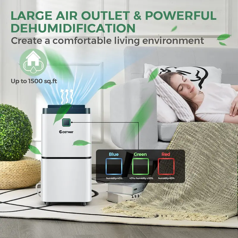 30-Pint Portable Dehumidifier for Up to 1500 Sq. Ft – LED Display, 3 Modes, Compact Tank 2