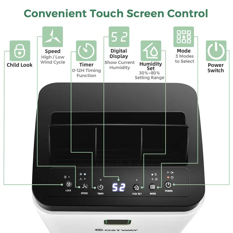 30-Pint Portable Dehumidifier for Up to 1500 Sq. Ft – LED Display, 3 Modes, Compact Tank