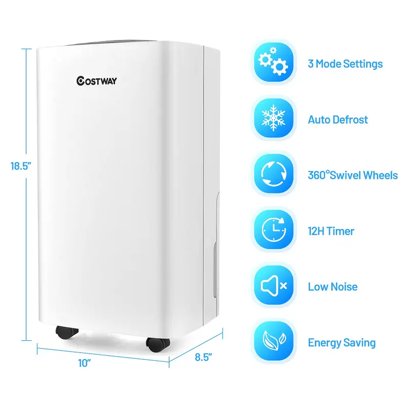 30-Pint Quiet Dehumidifier for Medium Spaces – 24-Hour Timer, Dual Fan Speeds