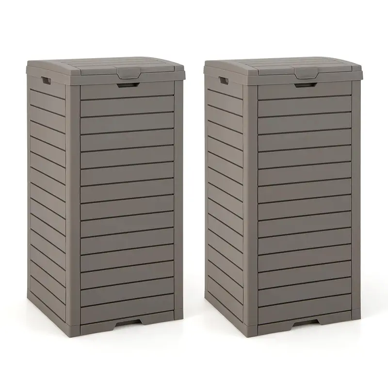 31-Gallon Outdoor Trash Can with Lid and Pull-Out Drain Drawer for Liquids