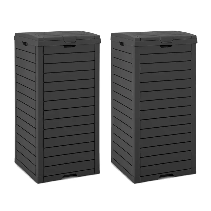 31-Gallon Outdoor Trash Can with Lid and Pull-Out Drain Drawer for Liquids