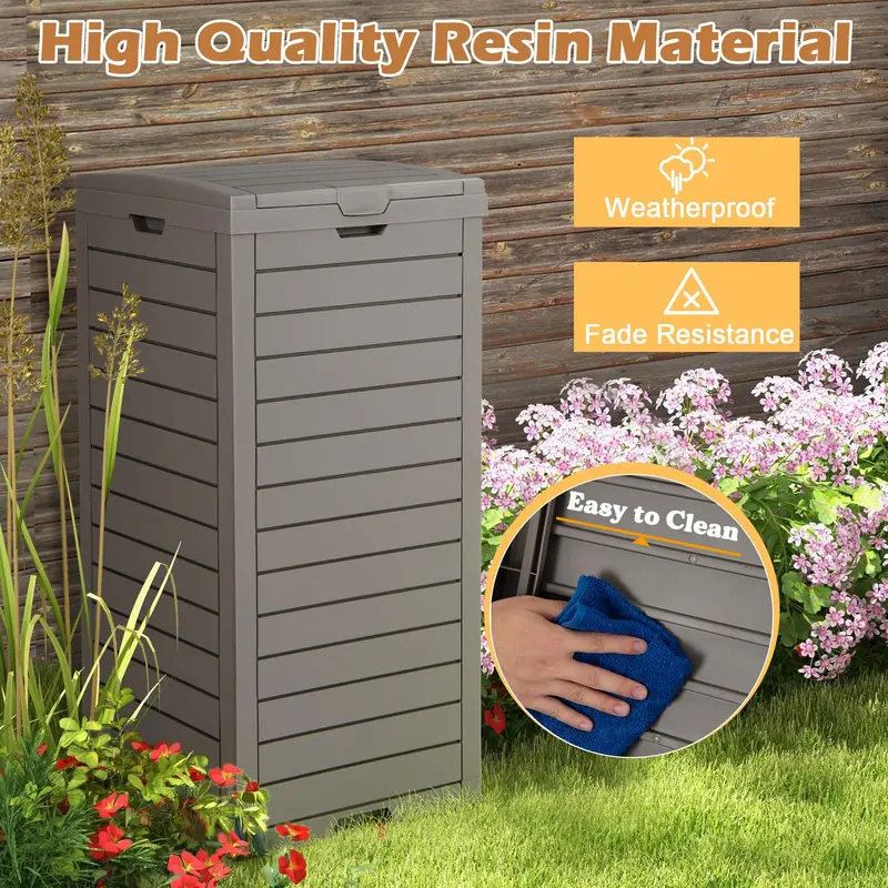 31-Gallon Outdoor Trash Can with Lid and Pull-Out Drain Drawer for Liquids