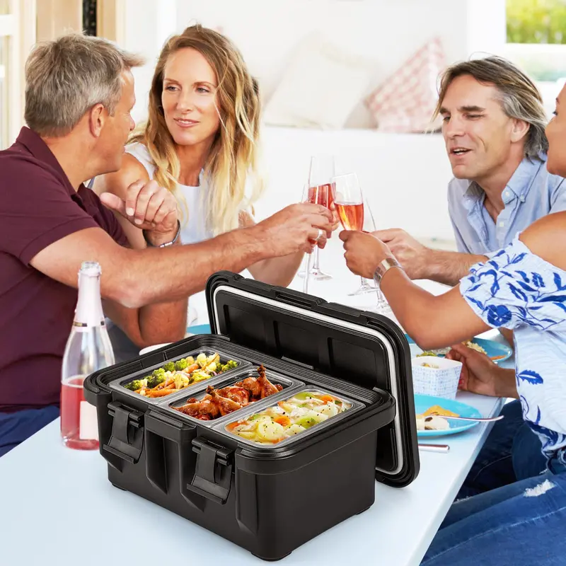 31-Quart Insulated Food Pan Carrier with Stackable Transparent 1/3 Pans and Lids 2