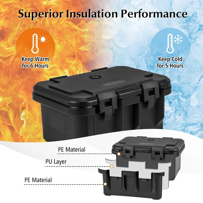 31-Quart Insulated Food Pan Carrier with Stackable Transparent 1/3 Pans and Lids