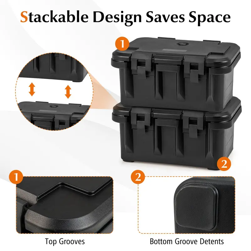 31-Quart Insulated Food Pan Carrier with Stackable Transparent 1/3 Pans and Lids