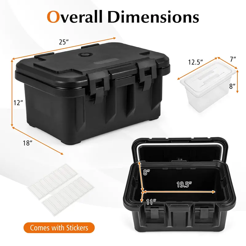 31-Quart Insulated Food Pan Carrier with Stackable Transparent 1/3 Pans and Lids