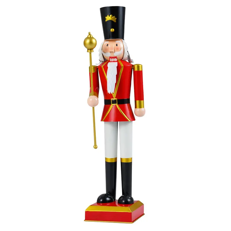 32.5-Inch Classic Nutcracker Statue – Elegant High Hat and Ornamental Scepter Design