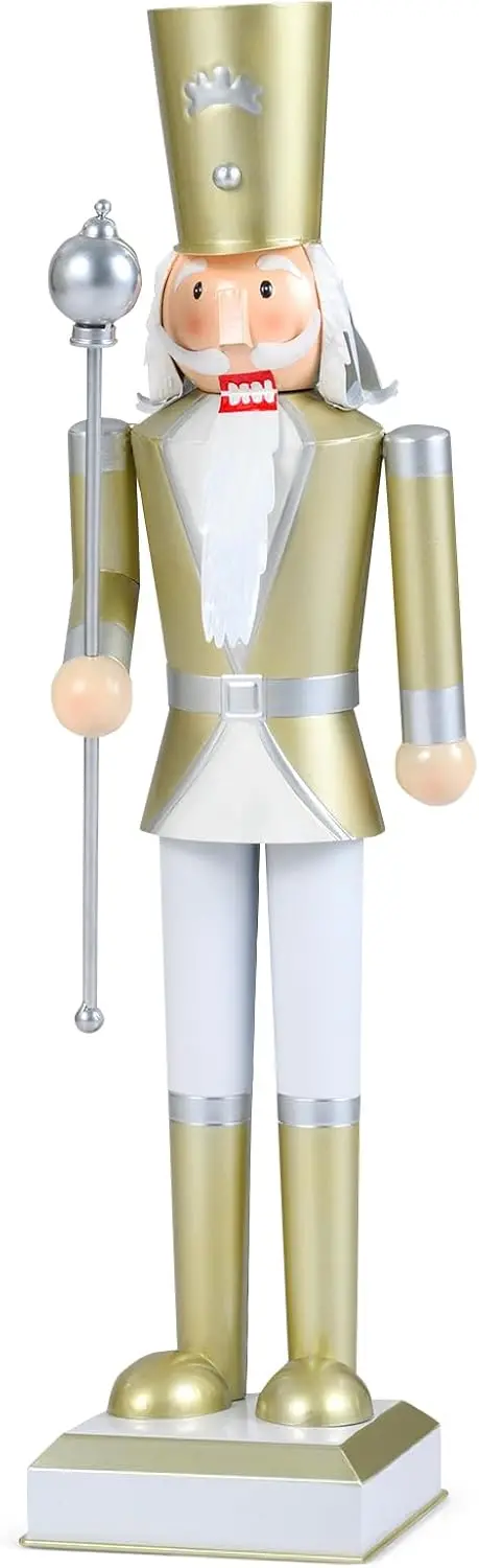 32.5-Inch Classic Nutcracker Statue – Elegant High Hat and Ornamental Scepter Design