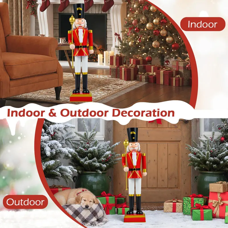 32.5-Inch Classic Nutcracker Statue – Elegant High Hat and Ornamental Scepter Design