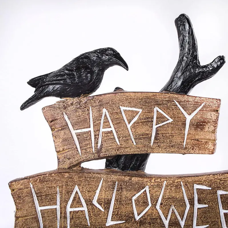 32-Inch Happy Halloween Desktop Tree – Black Festive Desk Ornament