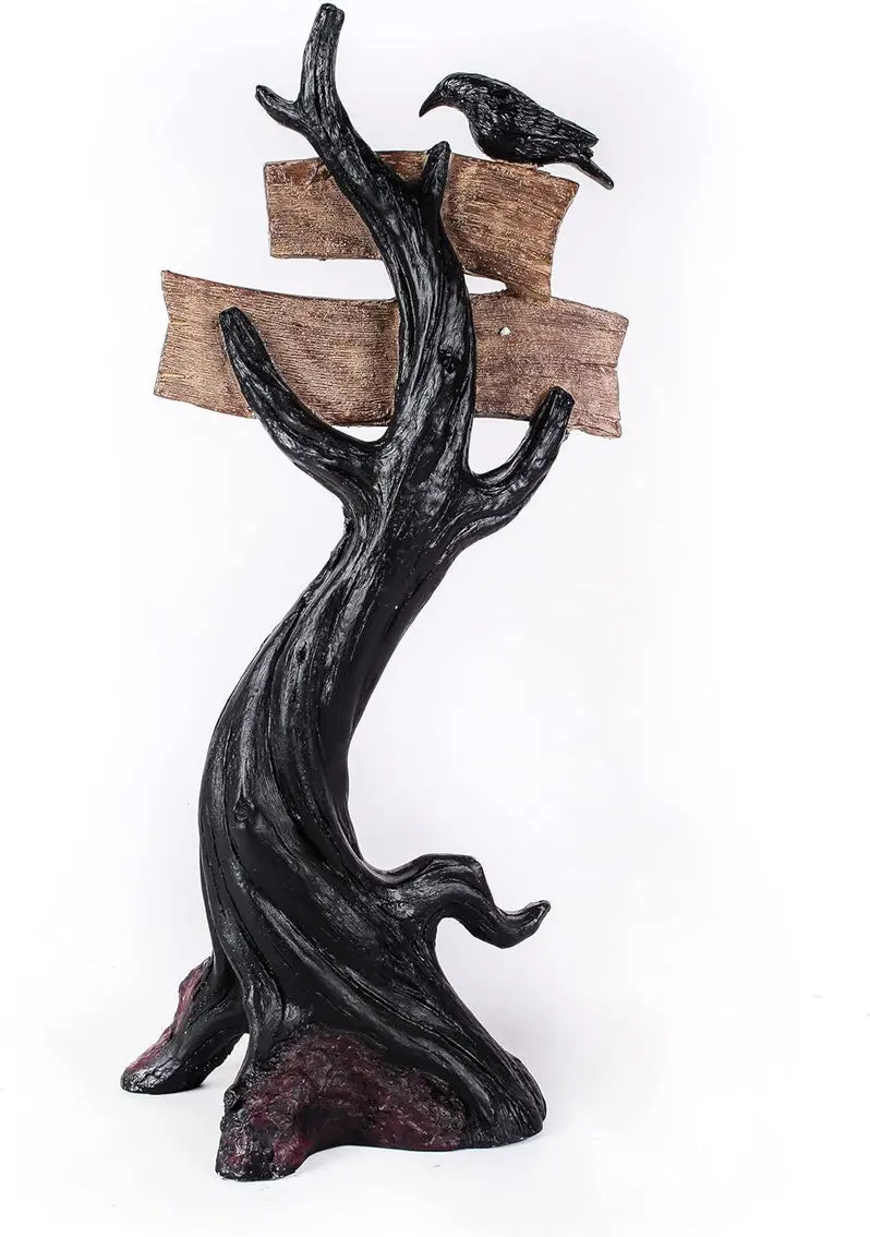 32-Inch Happy Halloween Desktop Tree – Black Festive Desk Ornament