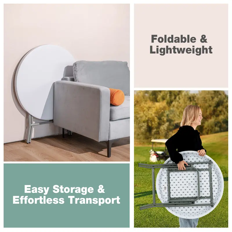 32-Inch Round Foldable Plastic Card Table