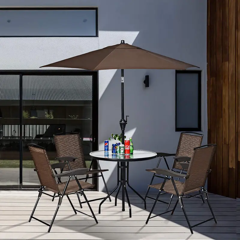 32-Inch Round Patio Dining Table – Tempered Glass Top on Powder-Coated Steel Frame